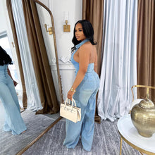Lade das Bild in den Galerie-Viewer, Strapless Sexy Backless Long Denim Jumpsuit for Women