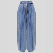 Load image into Gallery viewer, High waisted zipper leg tied jeans for women
