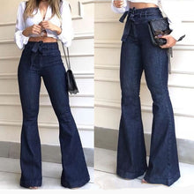 Load image into Gallery viewer, High-Waisted Hip-Lifting Belted Slim Fit Flared Jeans for Women
