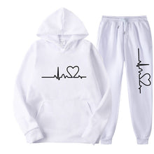 Load image into Gallery viewer, Heart Print Long Sleeve Pullover Hoodie Sweatshirt and Pants Two-Piece Set
