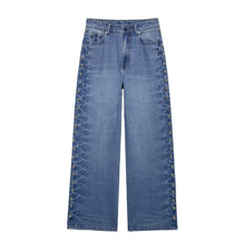 Load image into Gallery viewer, Side bead rivet decoration jeans for women