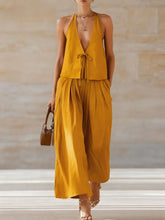 Load image into Gallery viewer, Style Solid Color Sleeveless Casual Loose Fit Two-Piece Set Tank Top amp Wide-Leg Pants Women's Outfit
