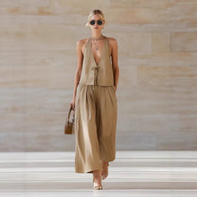 Load image into Gallery viewer, Style Solid Color Sleeveless Casual Loose Fit Two-Piece Set Tank Top amp Wide-Leg Pants Women's Outfit
