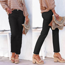 Load image into Gallery viewer, Straight Leg Ankle-Length White Raw Hem Denim Pants T Casual Wear