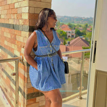 Load image into Gallery viewer, Casual Double Pocket Button-Up Mini Sleeveless Denim Dress