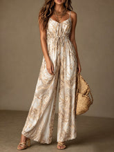 Load image into Gallery viewer, Printed Camisole Backless Loose Wide Leg Jumpsuit