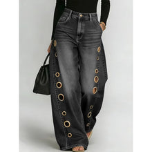 Load image into Gallery viewer, , casual loose high-waisted wide-leg jeans