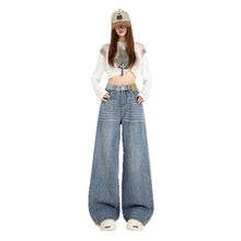 Load image into Gallery viewer, Blue Wide Leg Jeans for Women,