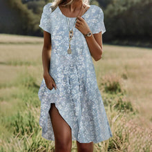 Load image into Gallery viewer, Summer Bohemian Style Large Round Neck Mid-Length Dress