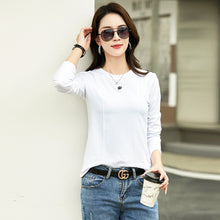 Load image into Gallery viewer, Round neck women's long sleeved T-shirt