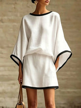 Load image into Gallery viewer, Cotton Linen Casual Batwing Sleeve Top and Skirt Two-Piece Set for Women