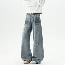 Lade das Bild in den Galerie-Viewer, Bamboo Texture Distressed Washed Straight Leg Oversized Tapered Jeans