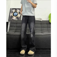 Load image into Gallery viewer, Vintage Blue Slash Denim Pants for Men Washed Straight Leg Slight Flare Jeans