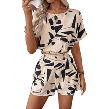 Load image into Gallery viewer, Printed Casual Set Loose Round Neck Short Sleeve Shorts Two-Piece Set