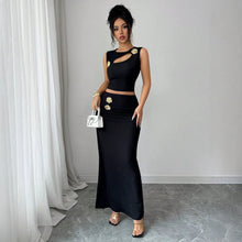 Lade das Bild in den Galerie-Viewer, Sleeveless Top, Hip Hugging Long Skirt Set