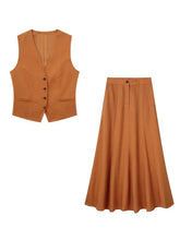 Load image into Gallery viewer, Women Elegant Skirt Two Pieces Sets Fashion Vest Tops Casual Midi Skirt Ladies Suit Summer Set 2 Piece Female Outfits