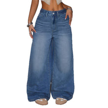Load image into Gallery viewer, Fashion Blue Straight Leg Jeans Women Casual Loose Long Pants