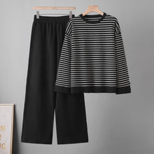 Load image into Gallery viewer, Striped top wide leg pants two-piece set for women