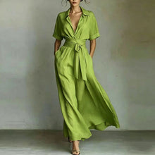 Load image into Gallery viewer, Solid Color Waist Slimming Dress