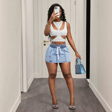 Load image into Gallery viewer, Elastic waisted denim skirt