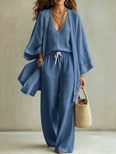 Load image into Gallery viewer, Loose cardigan sleeveless vest long pants three piece set for women