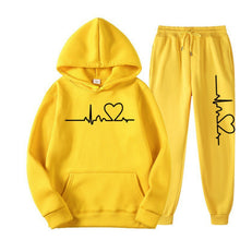Load image into Gallery viewer, Heart Print Long Sleeve Pullover Hoodie Sweatshirt and Pants Two-Piece Set