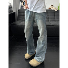 Load image into Gallery viewer, Vintage Blue Slash Denim Pants for Men Washed Straight Leg Slight Flare Jeans