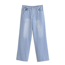 Load image into Gallery viewer, Strap up design straight leg jeans for women