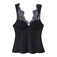 Load image into Gallery viewer, Lace and satin textured top for women's clothing