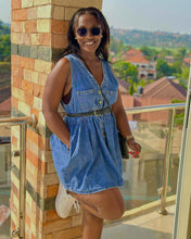Load image into Gallery viewer, Casual Double Pocket Button-Up Mini Sleeveless Denim Dress