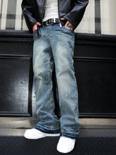 Load image into Gallery viewer, Retro Summer Washed Denim Pants for Men with Distressed Splatter Design, Fashionable Casual Trousers