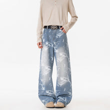 Load image into Gallery viewer, Deep Blue Denim Pants Men's Streetwear Style Flared Knife Cut Trousers