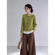 Load image into Gallery viewer, Polka Dot Relaxed Fit Knit Cardigan Sweater for Women
