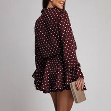 Load image into Gallery viewer, Dotted French Sweet V-Neck Long Sleeve Elastic Waist Dress