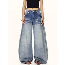 Load image into Gallery viewer, Design Sense Washed Bleached Wide-Leg Jeans for Women