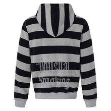 Load image into Gallery viewer, Black and gray striped hooded sweatshirt casual jacket