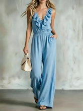 Lade das Bild in den Galerie-Viewer, Elegant V-Neck Ruffled Women's Bodycon Jumpsuit