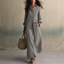 Load image into Gallery viewer, Summer High-End Shirt Collar Outfit Loose Cotton Linen Women's Set