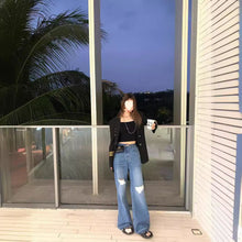 Load image into Gallery viewer, Layered Ripped Wide-Leg Jeans Women Spring New Long Pants