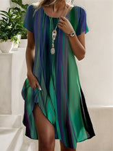 Load image into Gallery viewer, Summer Bohemian Style Large Round Neck Mid-Length Dress