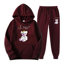 Load image into Gallery viewer, Men's Bear Print Fleece Hooded Sweatshirt Set