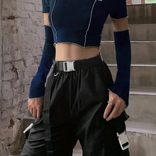 Lade das Bild in den Galerie-Viewer, Off Shoulder Hollow Crew Neck T-shirt,