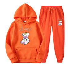 Load image into Gallery viewer, Men's Bear Print Fleece Hooded Sweatshirt Set