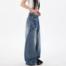 Load image into Gallery viewer, Retro Rivet Wide Leg Jeans for Women Slimming Loose Straight Jeans