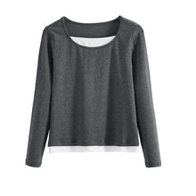 Load image into Gallery viewer, Round neck solid color long sleeved women's T-shirt