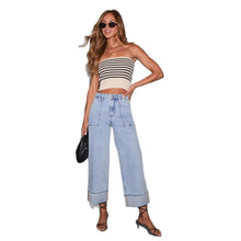Load image into Gallery viewer, Long Pants Washed High-Waisted Jeans Casual Trendy Versatile Wide-Leg Jeans for Women