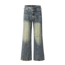 Lade das Bild in den Galerie-Viewer, Retro Worn Looking Washed-out Jeans Deconstructed Stitching Design Loose All-match