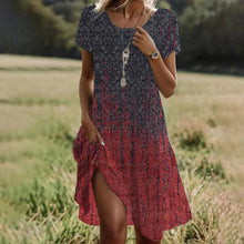Load image into Gallery viewer, Summer Bohemian Style Large Round Neck Mid-Length Dress