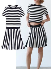 Load image into Gallery viewer, TRAF Woman 2 Pieces Tops + Skirts Sets New Fashion Knit Stripe Summer Women Suit Two Piece Set Womens Outfits
