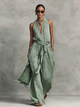 Cargar imagen en el visor de la galería, Belted Design Casual V-Neck Sleeveless Jumpsuit